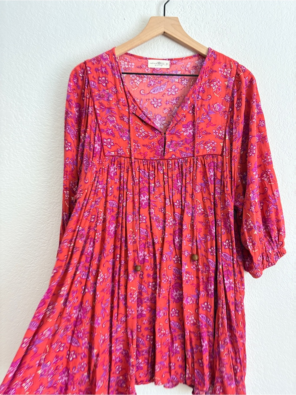 Natural Life Boho Floral Red Mini Dress